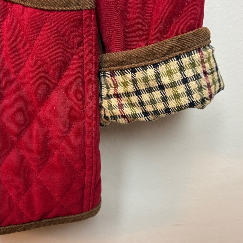 VTG Orvis Women's XL Diamond Quilted Barn Chore Coat Jacket Red Plaid Lining - Picture 6 of 9